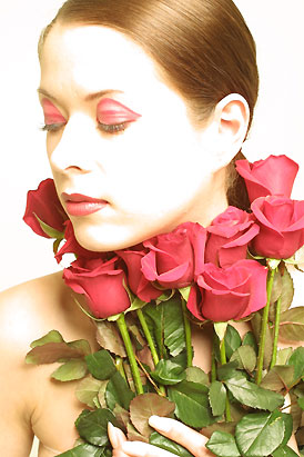 Keywords: woman girl rose stem make up 