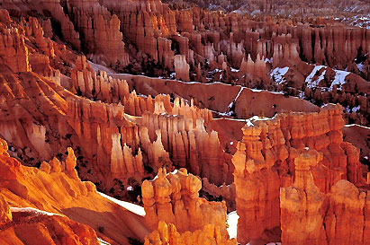 Keywords: bryce canyon usa utah snow sunrise orange red rocks landscapes 